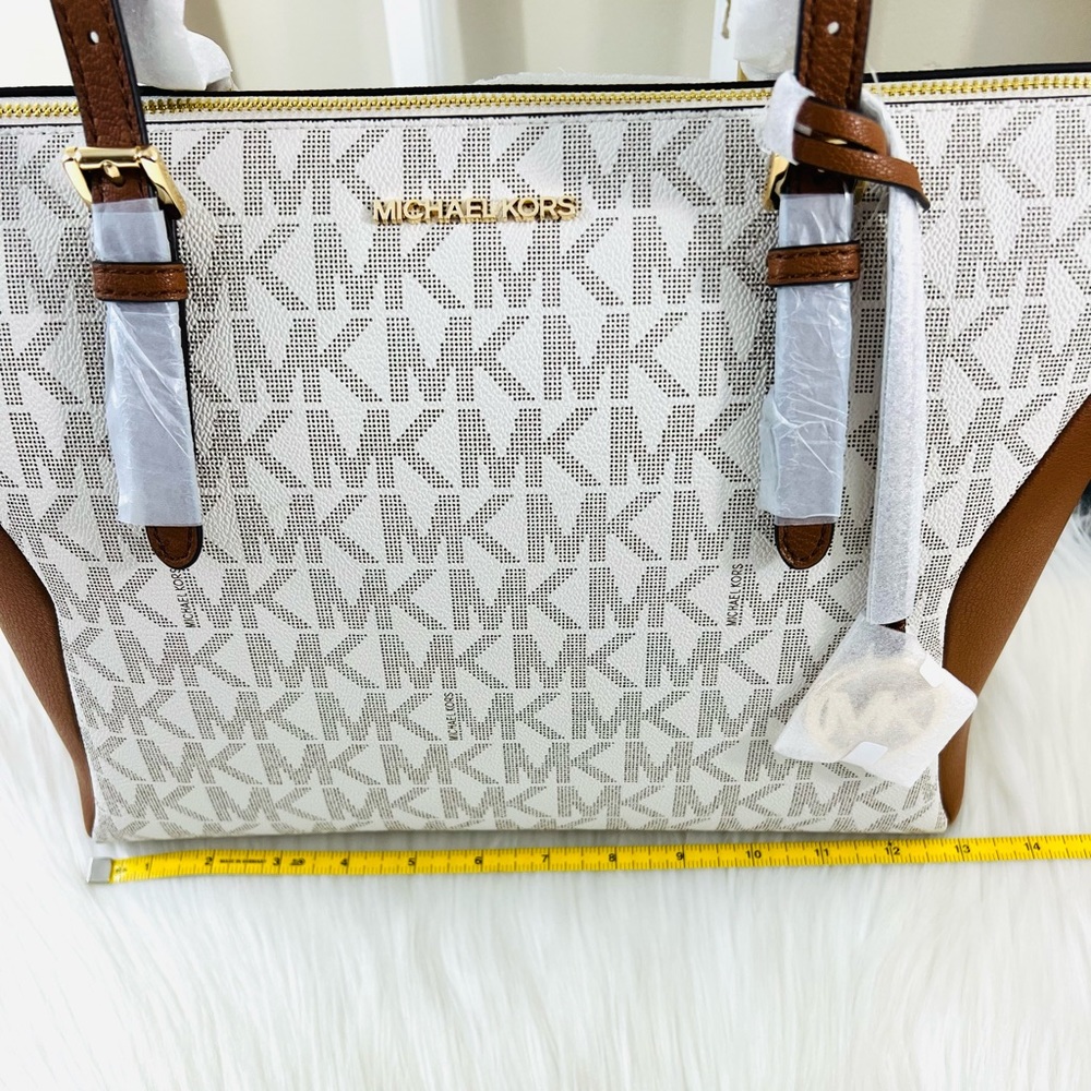 Michael Kors Coraline Large Logo and Leather Tote Bag - Picture 11 of 13